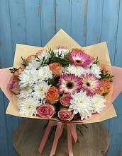 Букет цветов из:  Розы, Герберы и Хризантемы в Щекино