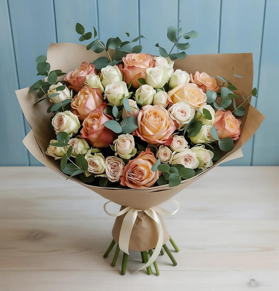 Букет цветов из: Альстромерии и Розы в Щекино