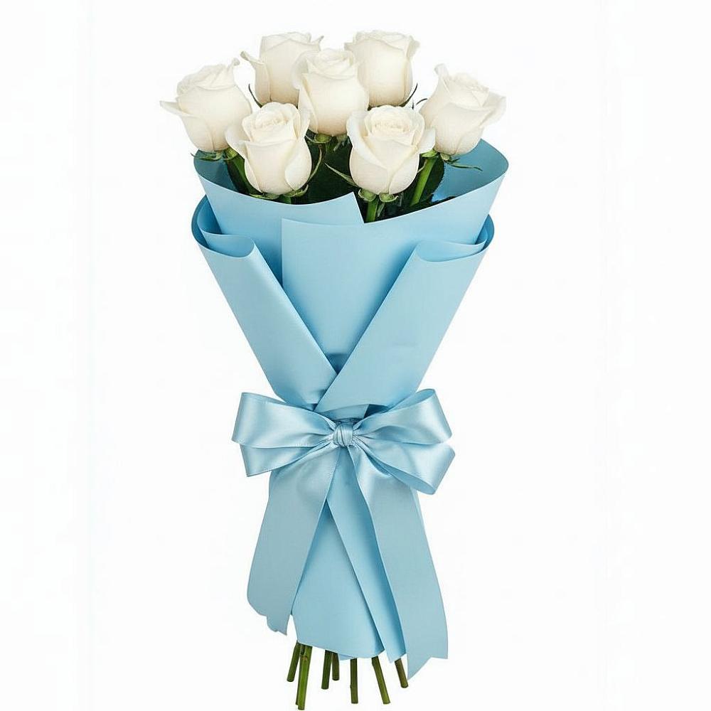 Букет 7 белых роз Проуд в Щекино