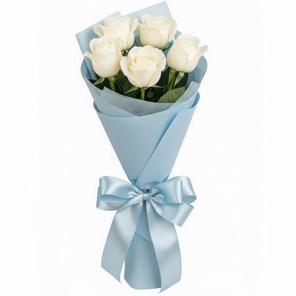Букет 5 Белых роз Проуд в Щекино