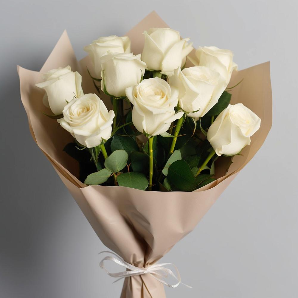 Букет 9 Белых роз Эдлесс Лав в Щекино