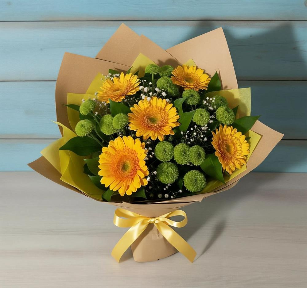 Букет цветов из: Герберы и Хризантемы в Щекино
