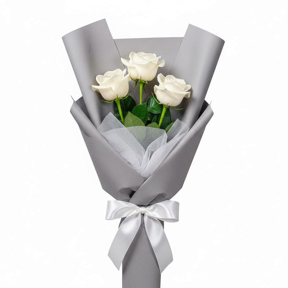 Букет 3 белые розы в Щекино