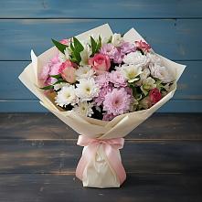 Букет цветов из:  Хризантемы, Альстромерии и Розы в Щекино