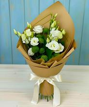 Букет цветов из:  Хризантемы и Лизиантусы #REPLACE_PRED# Щекино