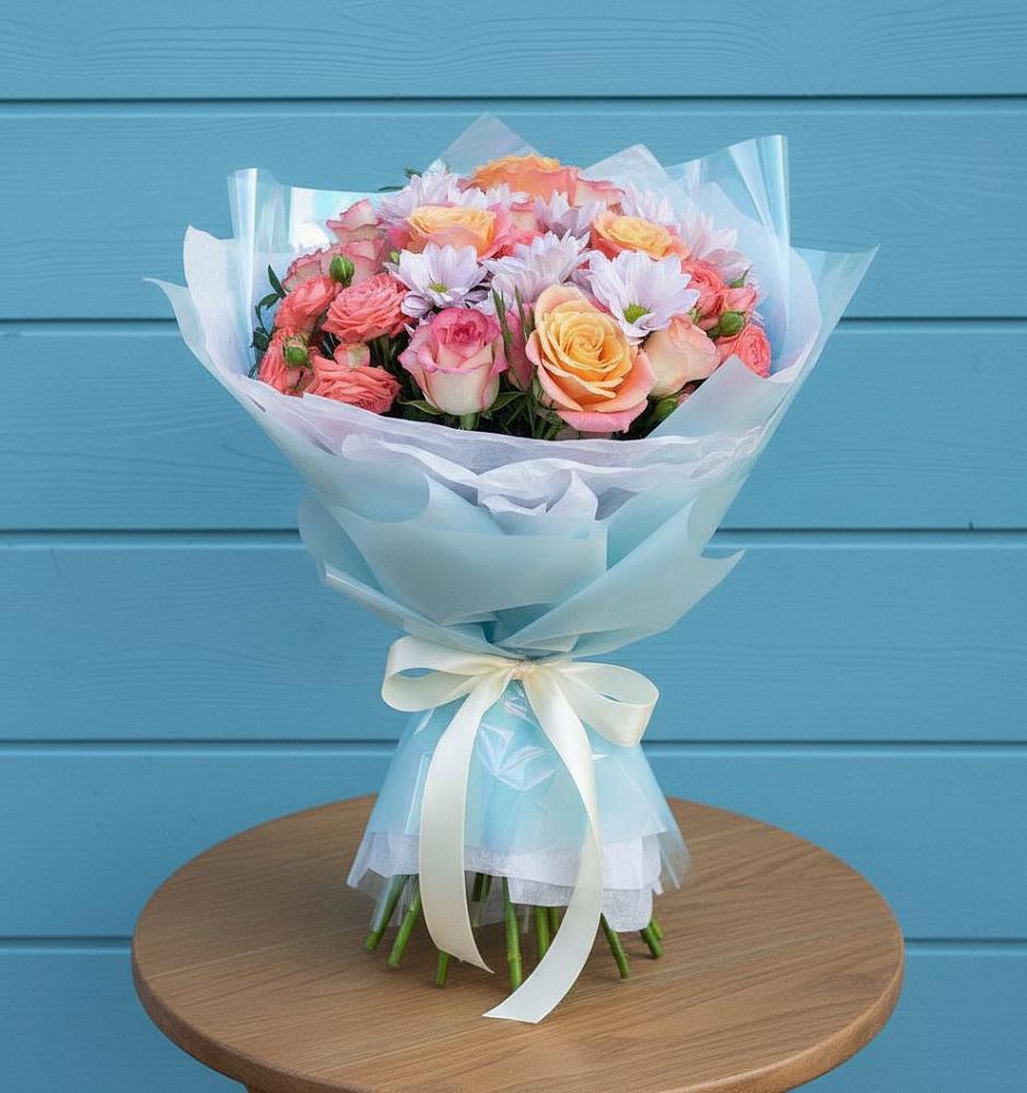 Букет цветов из: Хризантемы и Розы в Щекино