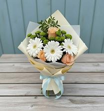 Букет цветов из:  Герберы, Розы и Хризантемы в Щекино
