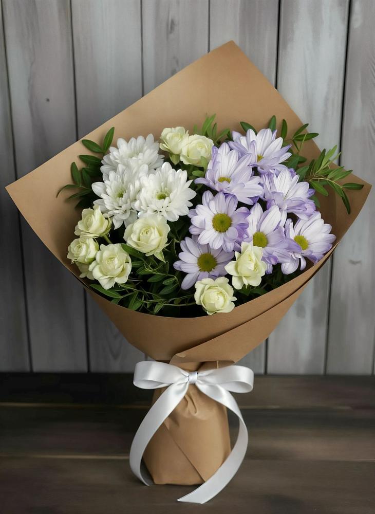 Букет цветов из: Хризантемы и Розы в Щекино
